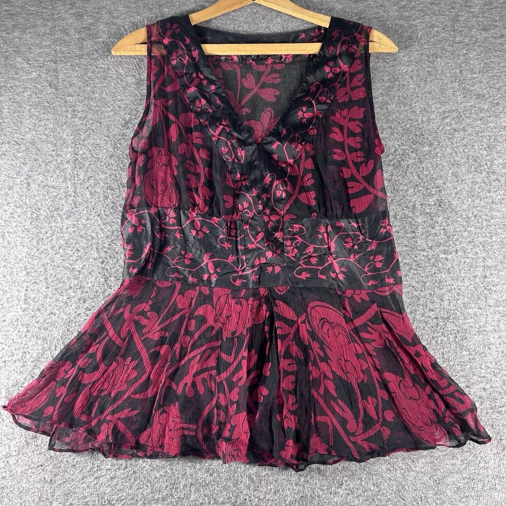 ECI New York Womens Y2K Fairy Goth Top 8 Floral Sheer Dark Romantic Whimsy Goth